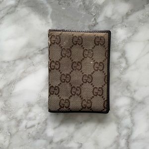 GUCCI logo wallet in canvas and leather - brown
